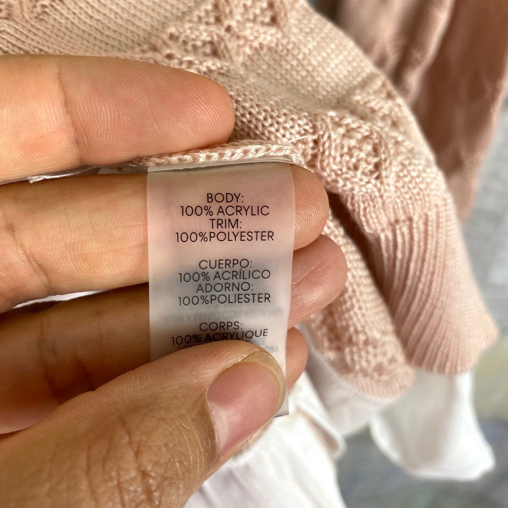 Calvin Klein Layered Crewneck Knit Sweater in Blush Pink - Picture 8 of 8